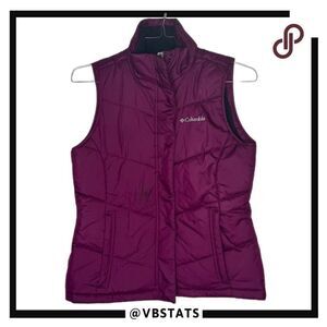 Columbia Women's Small Maroon Full Zip Puffer Vest with Velcro Closures
